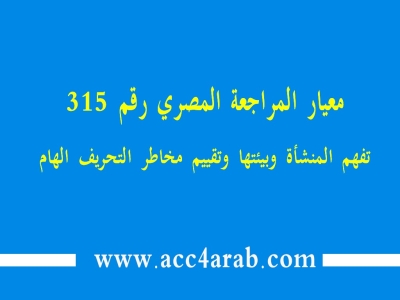 معيار المراجعة المصري رقم 315: تفهم المنشأة وبيئتها وتقييم مخاطر التحريف الهام