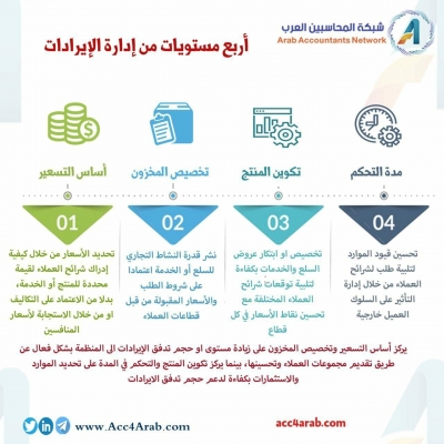 انفوجرافيك اربع مستويات من ادراة الايرادات